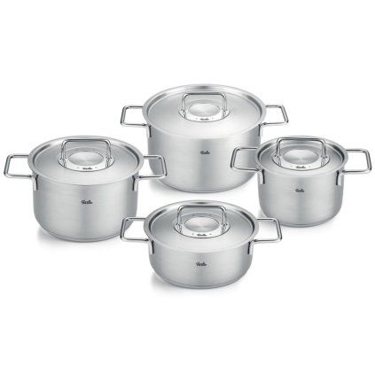 Set posode PURE, nerjaveči pokrovi za lonec, set 4 kosov, srebrna, nerjaveče jeklo, Fissler