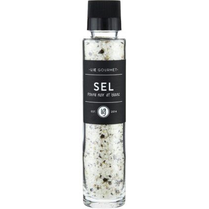 Sol s črnim in belim poprom, 220 g, z mlinčkom, Lie Gourmet
