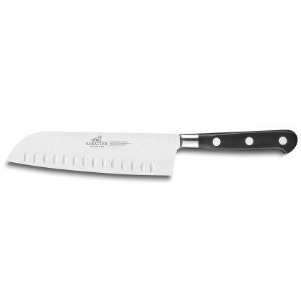 Santoku nož IDÉAL, 18 cm, zakovice iz nerjavečega jekla, črna, Lion Sabatier