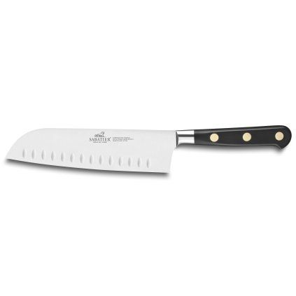 Santoku nož IDÉAL, 18 cm, medeninaste zakovice, črna, Lion Sabatier