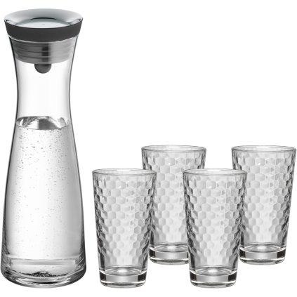 Karafa za vodo BASIC, 1 l + kozarec za vodo, set 5 kosov, steklo, WMF
