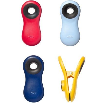Sponke za vrečke GOOD GRIPS, ščipalke, magnetne, set 4 kosov, plastika, OXO