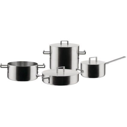 Set posode CONVIVIO, set 4 kosov, s pokrovi, iz nerjavečega jekla, Alessi