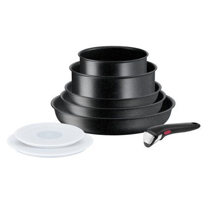 Set posode INGENIO BLACK STONE L3998802, set 8 kosov, črna, aluminij, Tefal