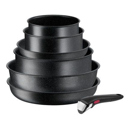 Set posode INGENIO BLACK STONE L3998702, set 7 kosov, črna, aluminij, Tefal