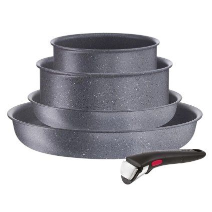 Set posode INGENIO NATURAL FORCE L3969053, set 5 kosov, siva, aluminij, Tefal