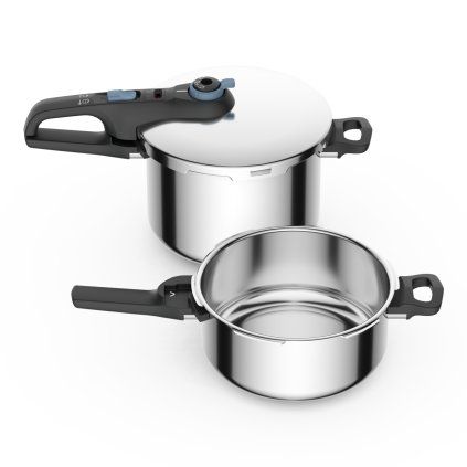 Tlačni lonec za kuhanje SECURE TRENDY P2584301, 4 + 6 l, set 2 kosov, inox, Tefal
