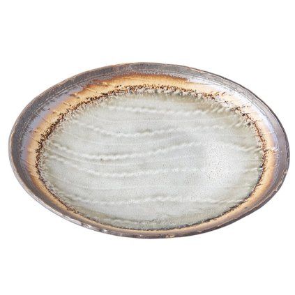 208705 jidelni talir akane grey 24 x 20 cm oval seda keramika mij
