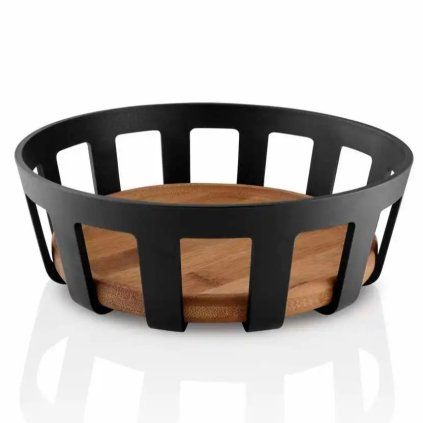 Košarica za kruh NORDIC KITCHEN 22 x 7 cm, črna, plastika/bambus, Eva Trio