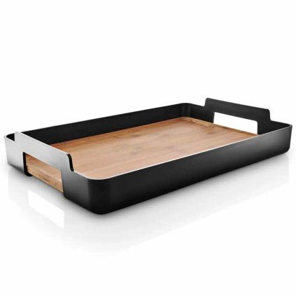 Servirni pladenj NORDIC KITCHEN 50 x 35 cm, črna, plastika/bambus, Eva Trio