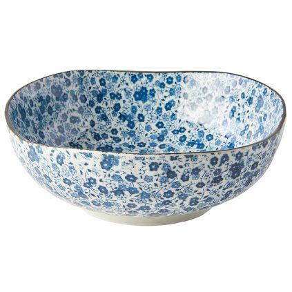 Skodelica za kosmiče BLUE DAISY, 20 cm, modra, keramika, MIJ