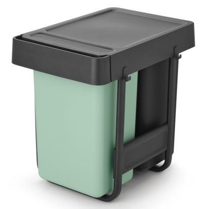 Vgradni koš za smeti SORT & GO, 2x 15 l, temno siva / žad zelena, plast, Brabantia