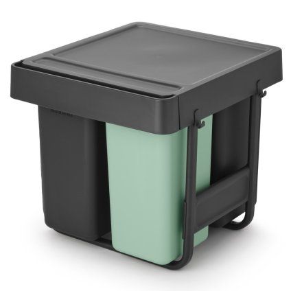 Vgradni koš za smeti SORT & GO 2x 10 l + 1x 20 l, temno siva / žad zelena, plast, Brabantia