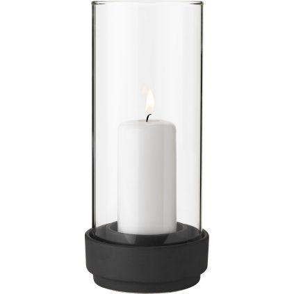 Namizni svečnik HURRICANE, 24 cm, črna, kamnita posoda, Stelton