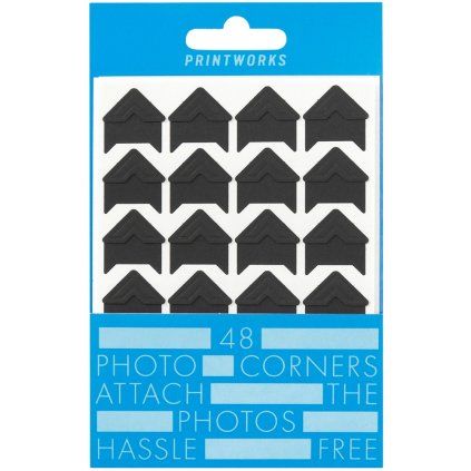Vogalniki za fotografije, set 48 kosov, samolepilna, črna, papir, Printworks