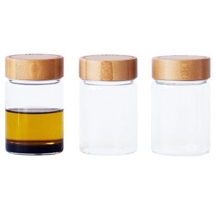 Kuhinjski kozarec za shranjevanje PKV-030, 75 ml, set 3 kosov, steklo / bambus, Pebbly