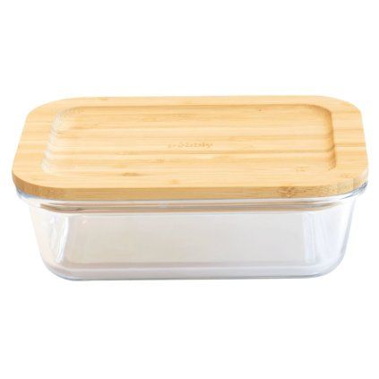 Posoda za shranjevanje hrane PKV-008, 650 ml, steklo / bambus, Pebbly