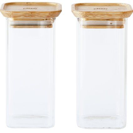 Kuhinjski kozarec za shranjevanje PKV-048, 320 ml, set 2 kosov, steklo / bambus, Pebbly