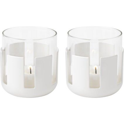 Svečnik za čajne svečke LUNA, 7 cm, nežno bela, nerjaveče jeklo / steklo, Stelton