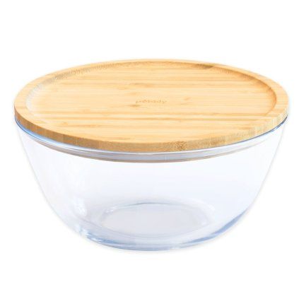 Posoda za shranjevanje hrane PKV-011, 770 ml, steklo / bambus, Pebbly