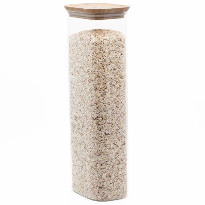 Kuhinjski kozarec za shranjevanje PKV-070, 2,6 l, steklo / bambus, Pebbly