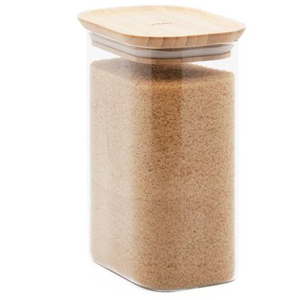 Kuhinjski kozarec za shranjevanje PKV-068, 1,2 l, steklo / bambus, Pebbly