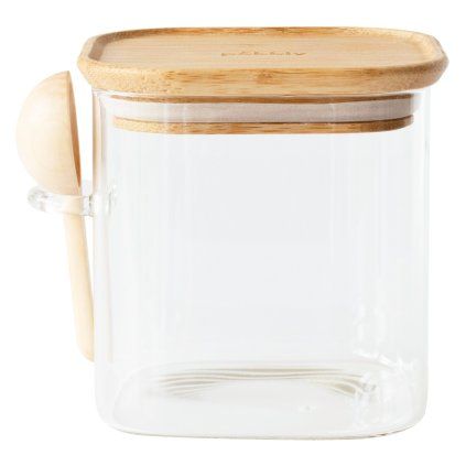 Zabojček za kavo PKV-049, 800 ml, steklo / bambus, Pebbly