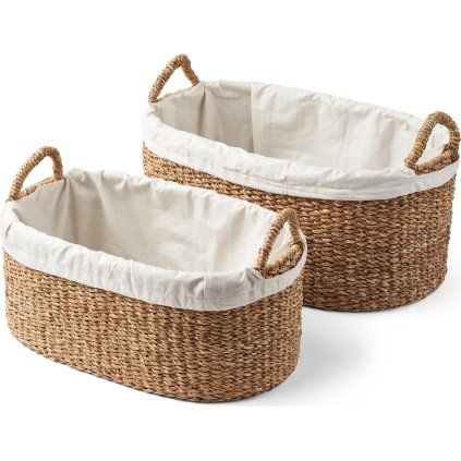 Koš za perilo WICKER, set 2 kosov, morska trava, Humdakin