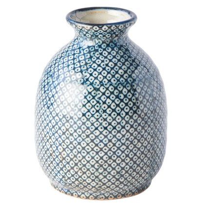Sake steklenička SHIBORI, modra, keramika, MIJ