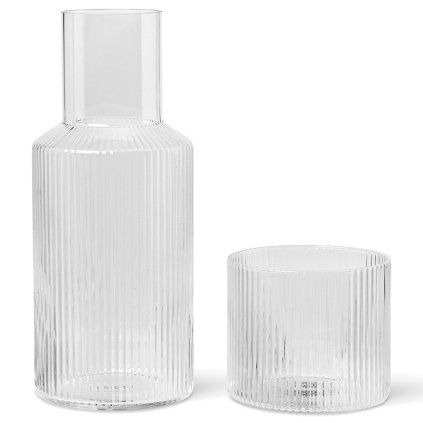 Karafa za vodo RIPPLE 500 ml, s kozarcem, svetla, steklo, čvrsta LIVING