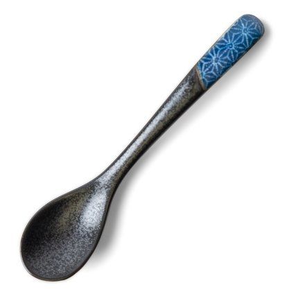 Jedilna žlica ASANOHA 12,5 cm, indigo, keramika, MIJ