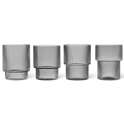 Kozarec za vodo RIPPLE 200 ml, set 4 kosov, siva, čvrsta LIVING