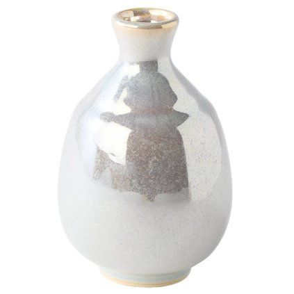 Sake steklenička PEARL, srebrna, keramika, MIJ