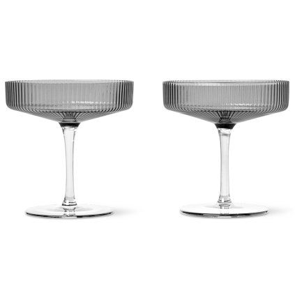Kozarec za šampanjec RIPPLE 150 ml, set 2 kosov, siva, čvrsta LIVING