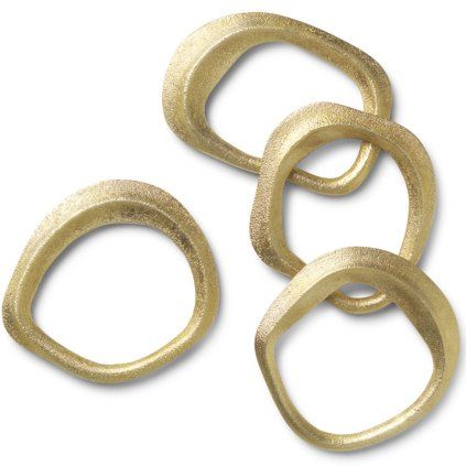 Obroč za prtičke FLOW 7 cm, set 4 kosov, medenina, čvrsta LIVING