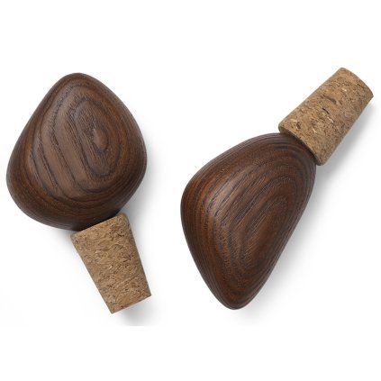 Zamašek za vino CAIRN, set 2 kosov, rjava, les, ferm LIVING