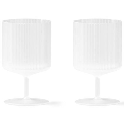 kozarec za vino RIPPLE 270 ml, set 2 kosov, bela, čvrsta LIVING