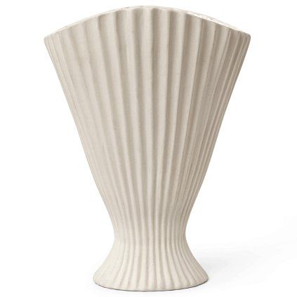 Vaza FONTANA 30,5 cm, bela, kamnita posoda, čvrsta LIVING