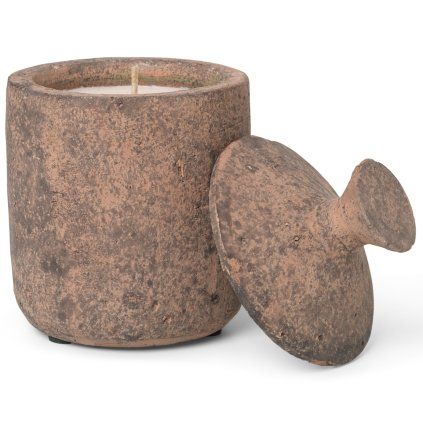 Dišeča sveča URA ŽGANA SIENA 13 cm, rjava, kamnita posoda, ferm LIVING