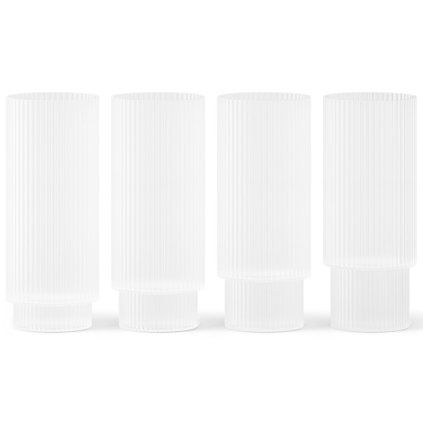 Kozarec za dolgo pijačo RIPPLE 300 ml, set 4 kosov, bela, čvrsta LIVING