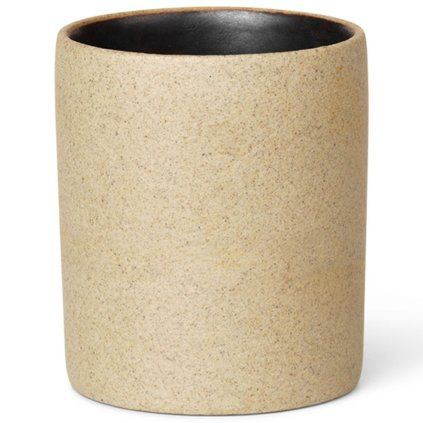 Lonček za zobne ščetke BON 6,5 cm, pesek, porcelan, čvrst LIVING