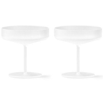 Kozarec za šampanjec RIPPLE 150 ml, set 2 kosov, bela, čvrsta LIVING