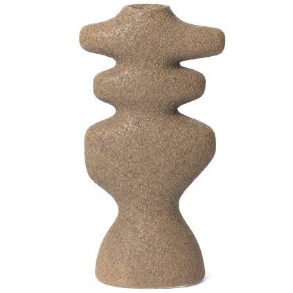 Svečnik za namizne sveče YARA 19,5 cm, peščena, kamnita posoda, čvrsta LIVING