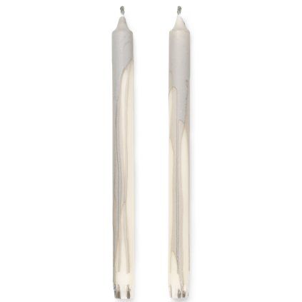 Namizna sveča SUHO 30 cm, set 2 kosov, toplo siva, čvrsto LIVING