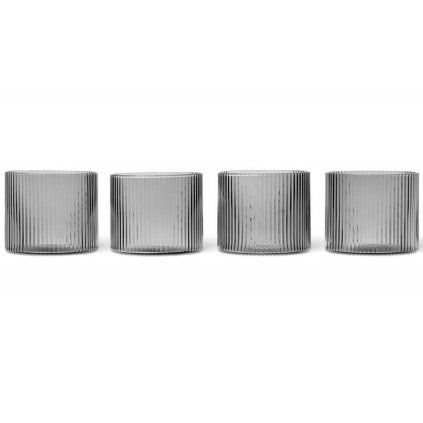 Kozarec za vodo RIPPLE 200 ml, set 4 kosov, siva, čvrsta LIVING