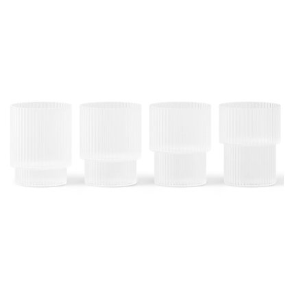 Kozarec za vodo RIPPLE 200 ml, set 4 kosov, bela, čvrsta LIVING