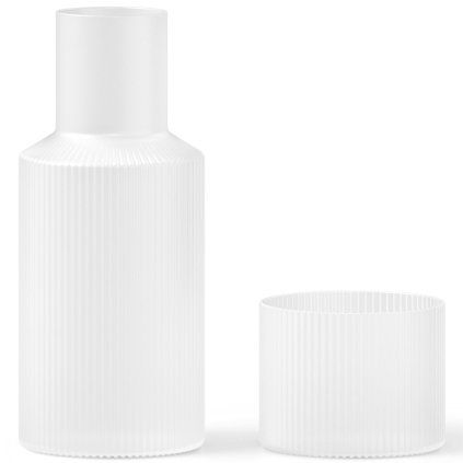 Karafa za vodo RIPPLE 500 ml, s kozarcem, bela, steklo, ferm LIVING