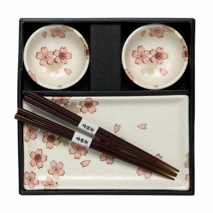 221888 sada na sushi white pink sakura sada 6 ks bila keramika mij