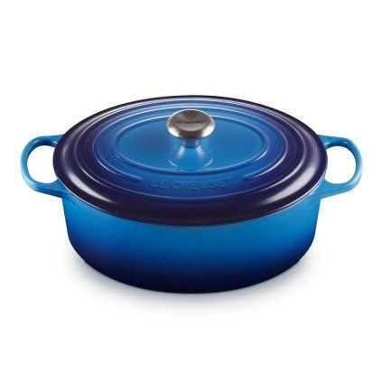 224268 kastrol signature 31 cm 6 3 l ovalny azure litina le creuset