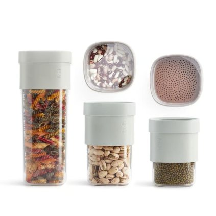 226209 doza na potraviny flip storage sada 3 ks zelena plast lekue